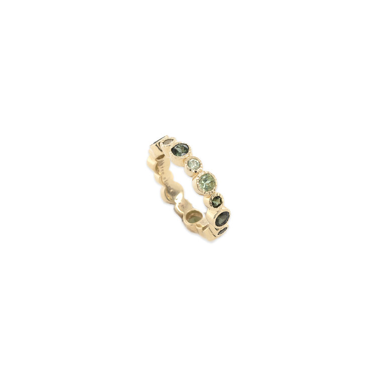 Three Stories Timeless Bezel Set Mixed Green Tourmaline Eternity Band Ring