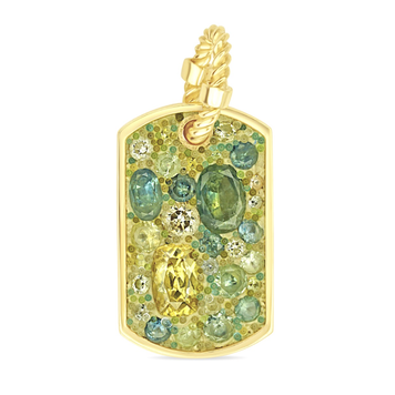 Chrysoberyl, Garnet, Sapphire with Yellow Diamond Large Small Pendant -  Element 79 Contemporary Jewelry