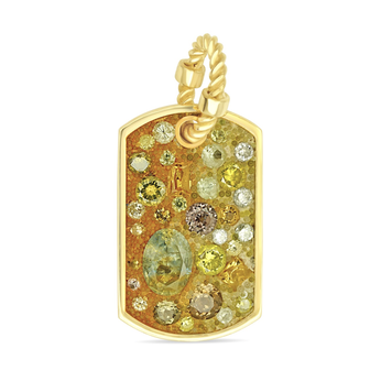 Miles McNeel Orange and Yellow Sapphire, Spinel and Yellow Diamond Medium Tag Pendant