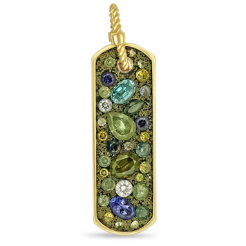 Miles McNeel Sapphire, Peridot, Tanzanite, Iolite with Yellow Diamond Large Long Pendant