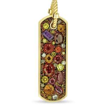 Miles McNeel Amethyst, Ruby, Orange and Yellow Sapphire with Diamond Large Long Tag