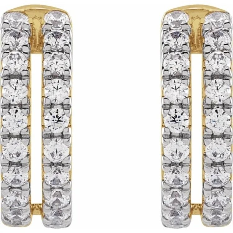 Elements by E79 Yellow Gold Double Row Diamond Ear Cuff