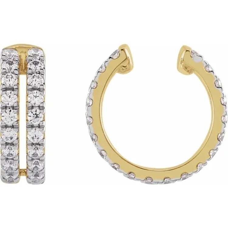 Elements by E79 Yellow Gold Double Row Diamond Ear Cuff