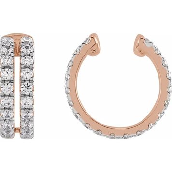 Elements by E79 Rose Gold Double Row Diamond Ear Cuff