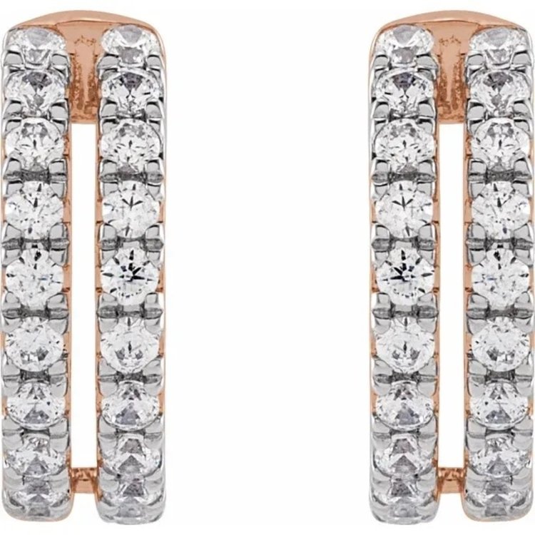 Elements by E79 Rose Gold Double Row Diamond Ear Cuff