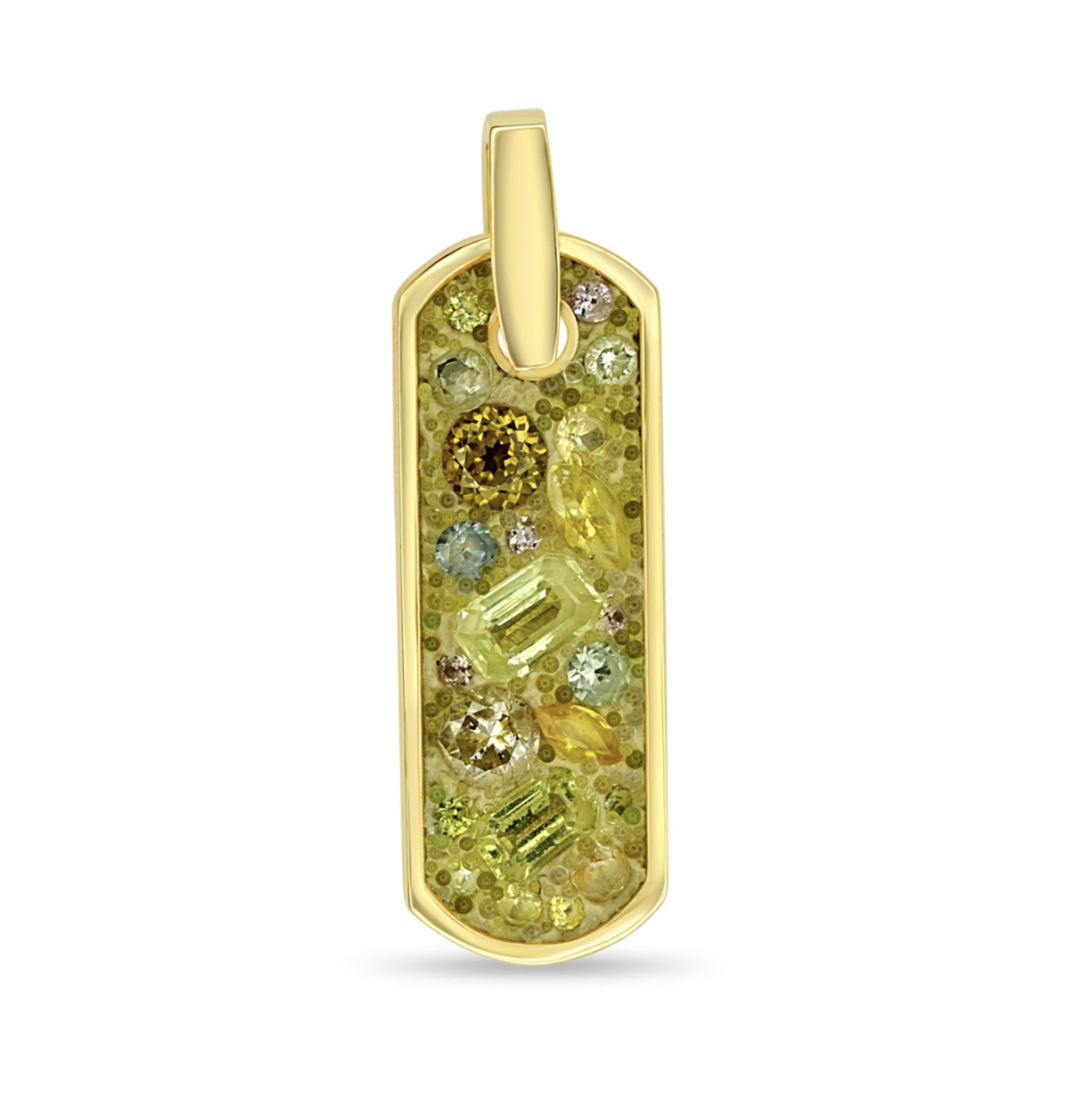 Chrysoberyl, Garnet, Sapphire with Yellow Diamond Large Small Pendant -  Element 79 Contemporary Jewelry