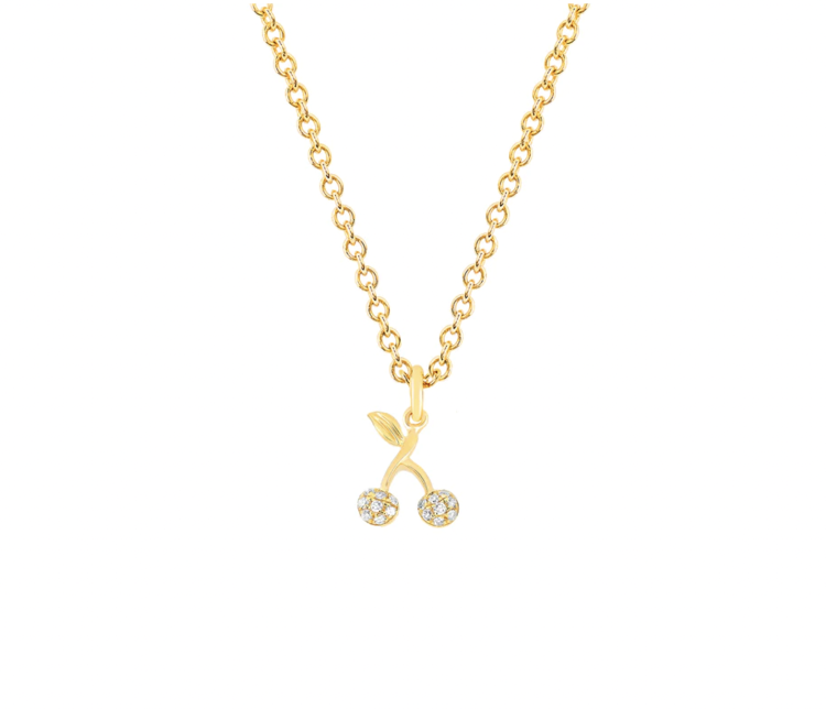 EF Collection Diamond Mini Cherry Necklace