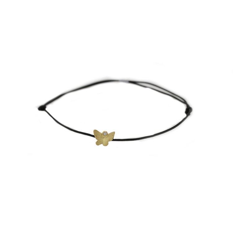 Lene Vibe Butterfly Diamond Black Cord Bracelet