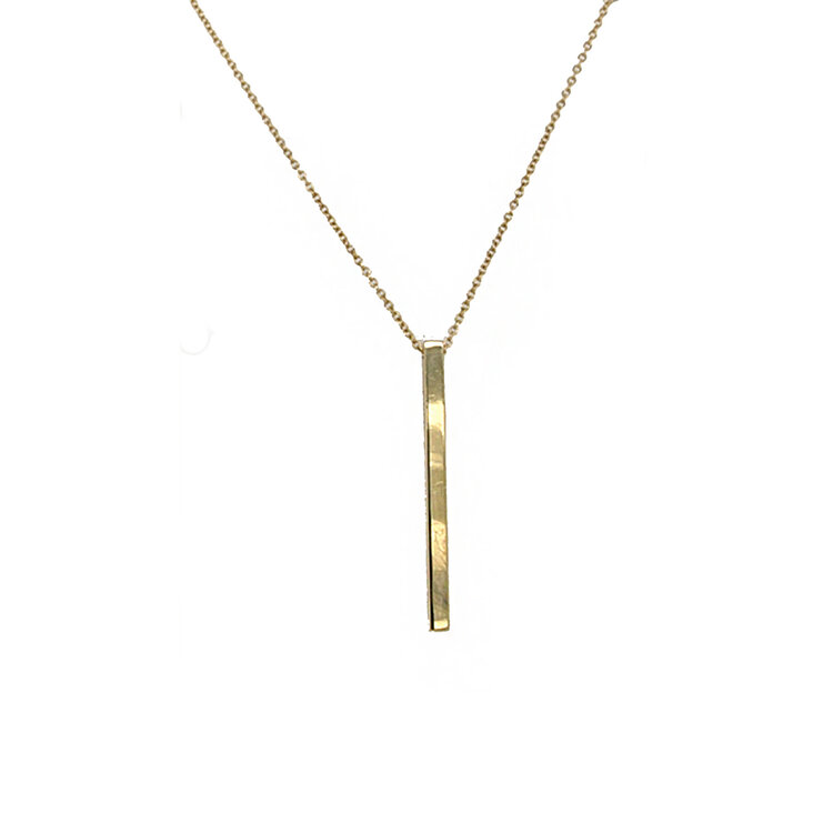 Elements by E79 Yellow Gold Engravable Four Sided Pendant Necklace