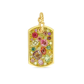 Miles McNeel Tourmalines and Spinel with Champagne Diamond Medium Tag Pendant