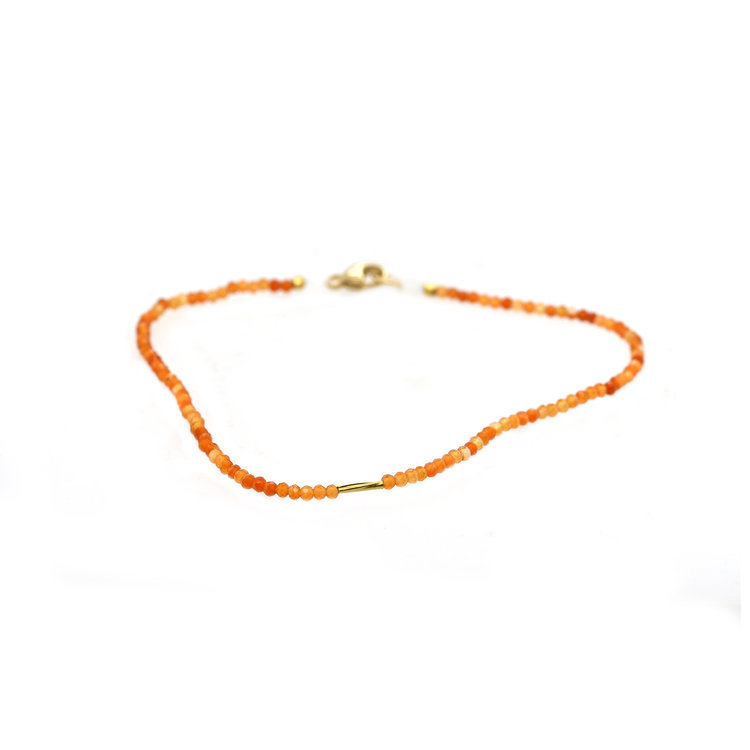 Margaret Solow Carnelian and Gold Beaded Bracelet