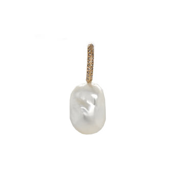 Just Jules Large White Pearl Charm with Diamond Bail