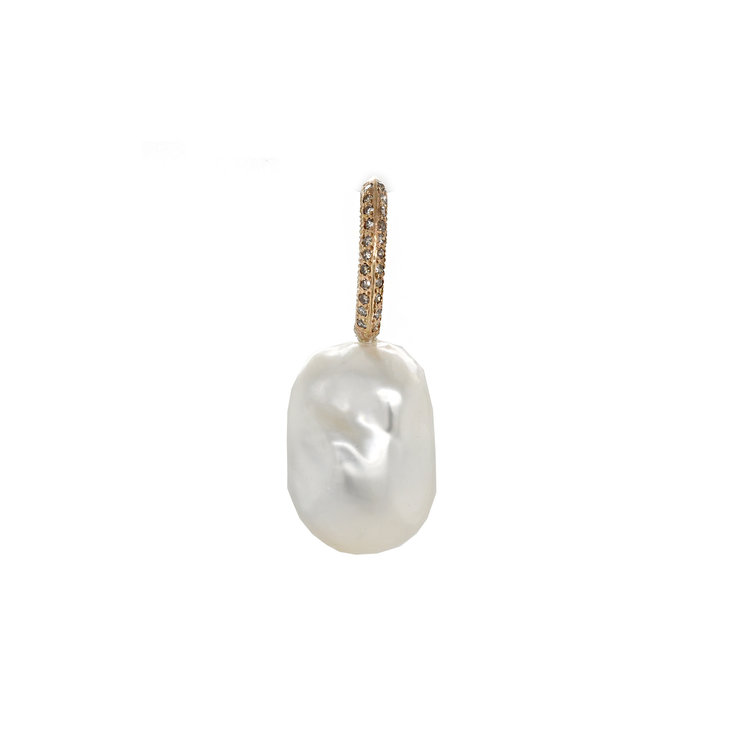 Just Jules Large White Pearl Charm with Diamond Bail