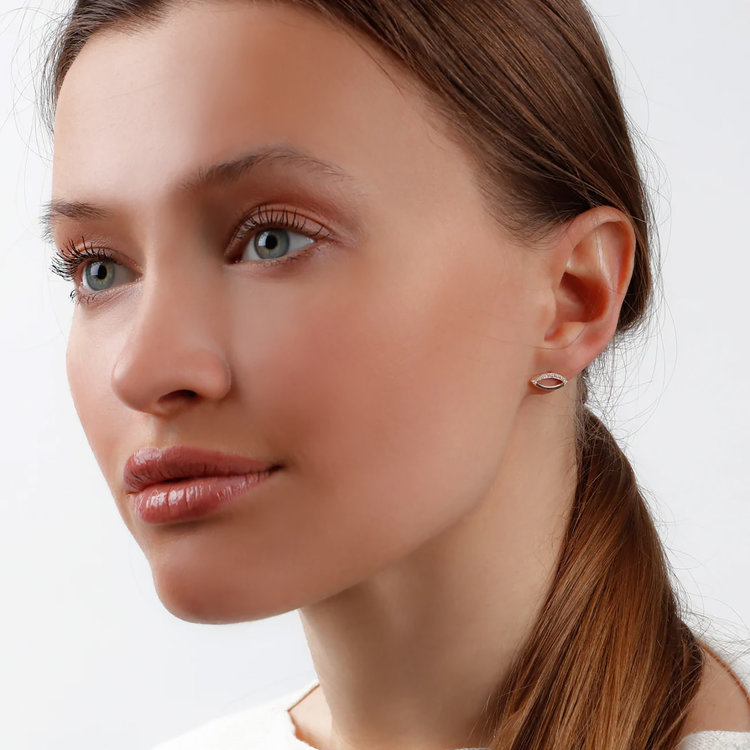 Dana Bronfman Half Pave Oculus Marquise Studs