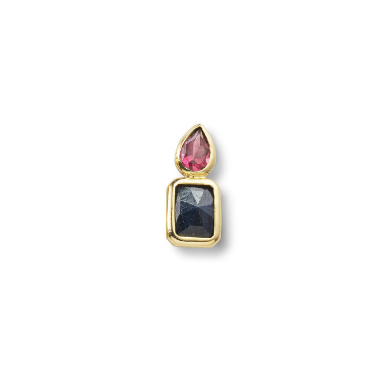 Leslie Paige Two-Stone Garnet and Blue Sapphire Single Stud Earring