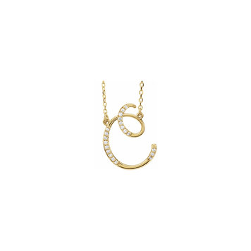 Elements by E79 Initial C Diamond Yellow Gold Necklace