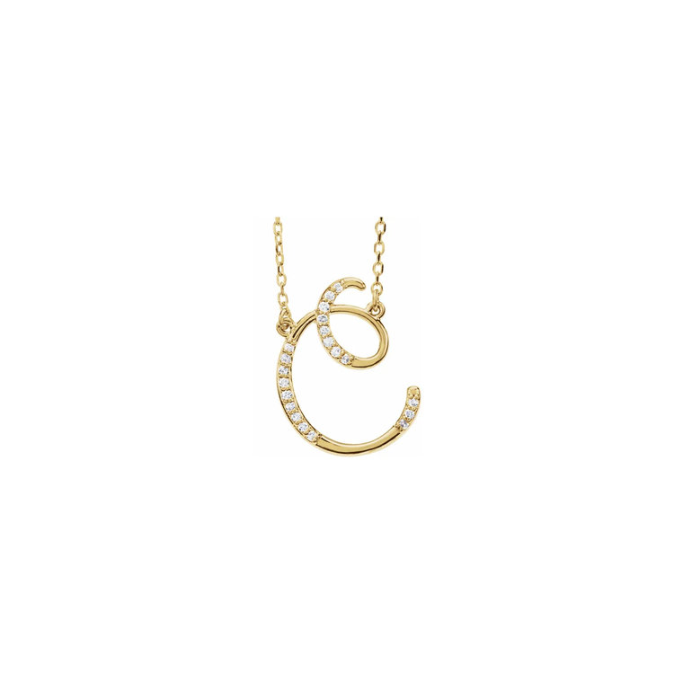 Elements by E79 Initial C Diamond Yellow Gold Necklace