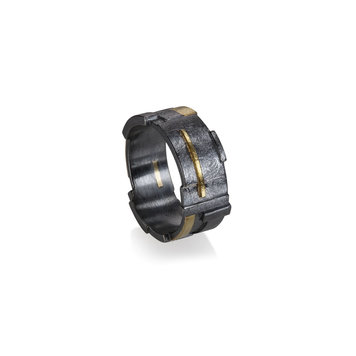 Todd Reed Men's Patina Sterling Silver and Gold Ring