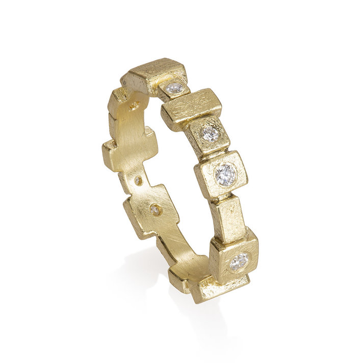 Men's Raw Diamond Cube and Palladium Ring - Element 79 Contemporary Jewelry