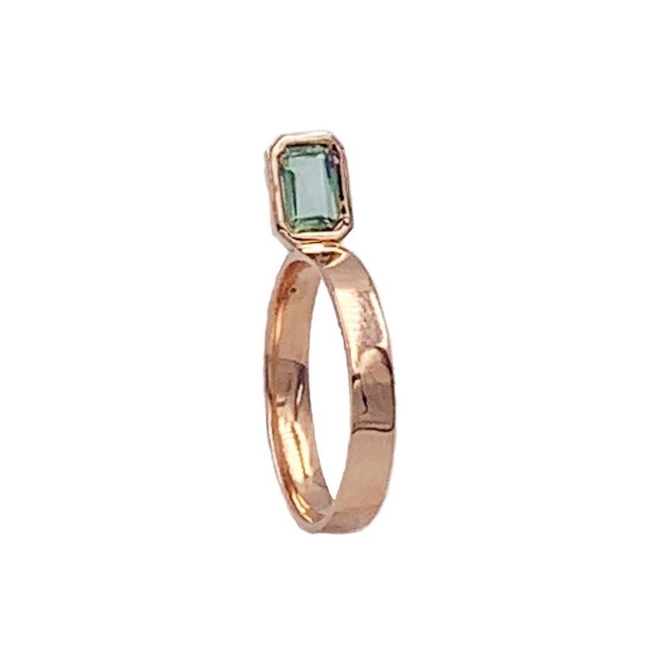 Leslie Paige Octagonal Green Garnet Rose Gold Perched Ring