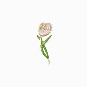 Loquet Gold and White Enamel Tulip Charm