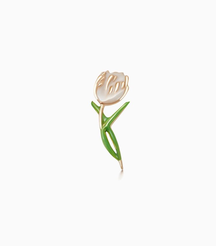 Loquet Gold and White Enamel Tulip Charm