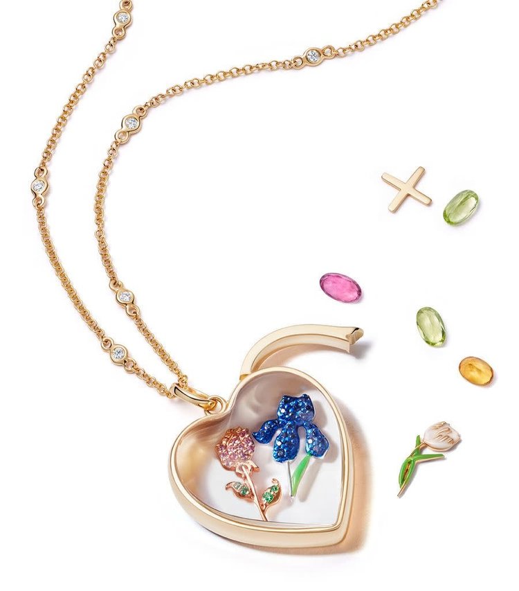 Loquet Gold and White Enamel Tulip Charm