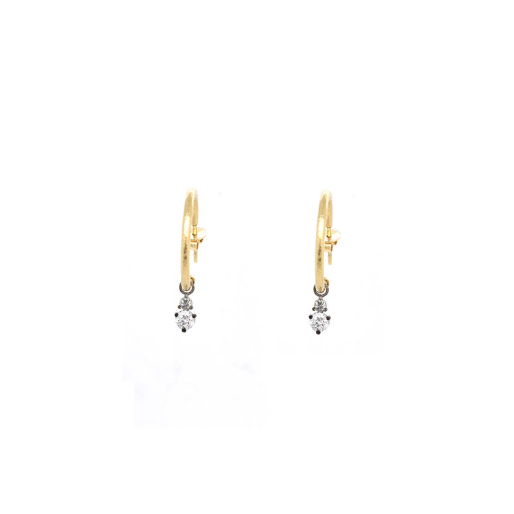 TAP Gold Hoop Earrings with Prong Set Diamond Charms