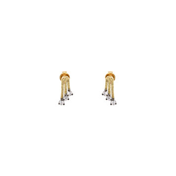 TAP Three Gold Bar Stud Earrings with Inverted Diamonds