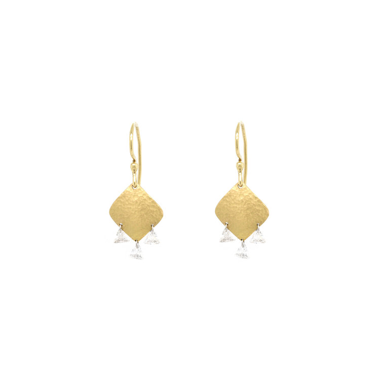 TAP Gold and Diamond Trillion Dangling Earrings