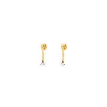 TAP Gold Bar Stud Earrings with Inverted Diamonds