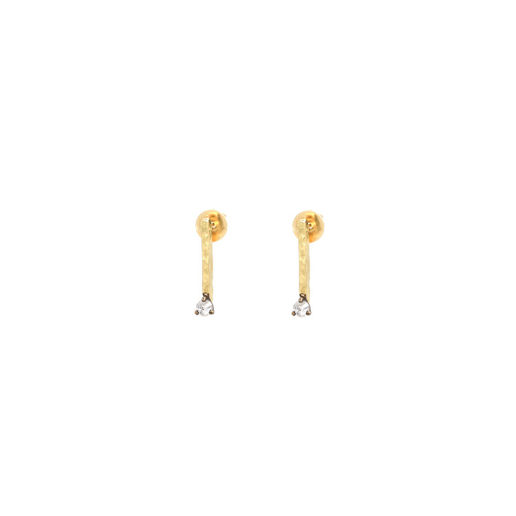 TAP Gold Bar Stud Earrings with Inverted Diamonds