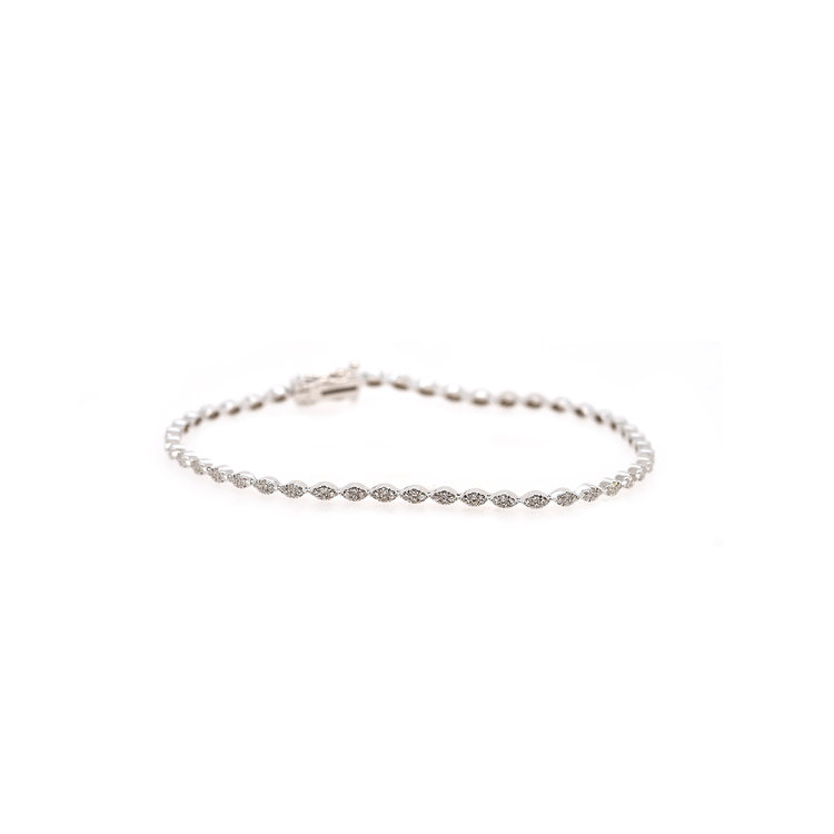 EF Collection Pave Diamond 14K White Gold Marquise Eternity Bracelet