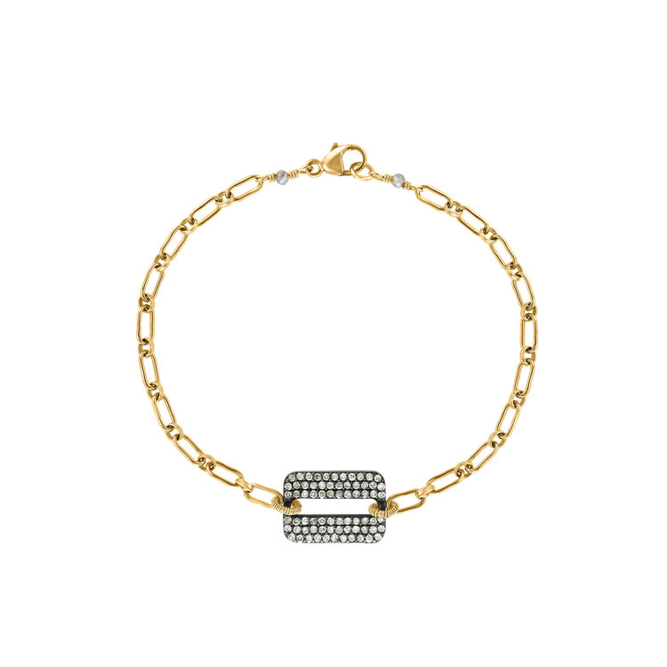 Dana Kellin Pave Diamond Rectangle and Paperclip Chain Bracelet