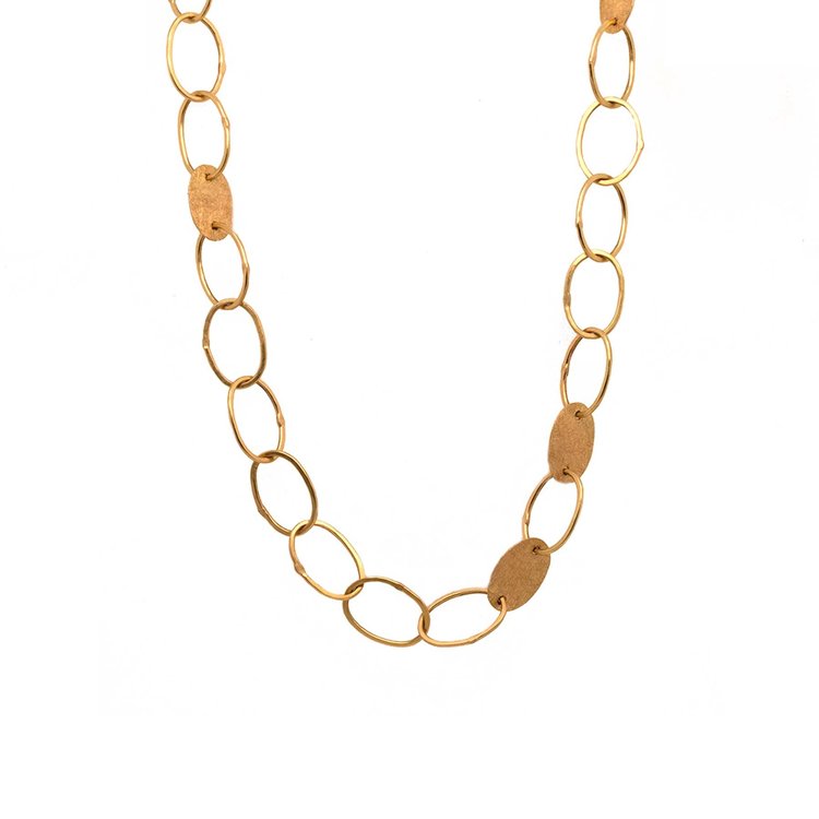 Petra Class Elongated Oval Link with Platelets Necklace