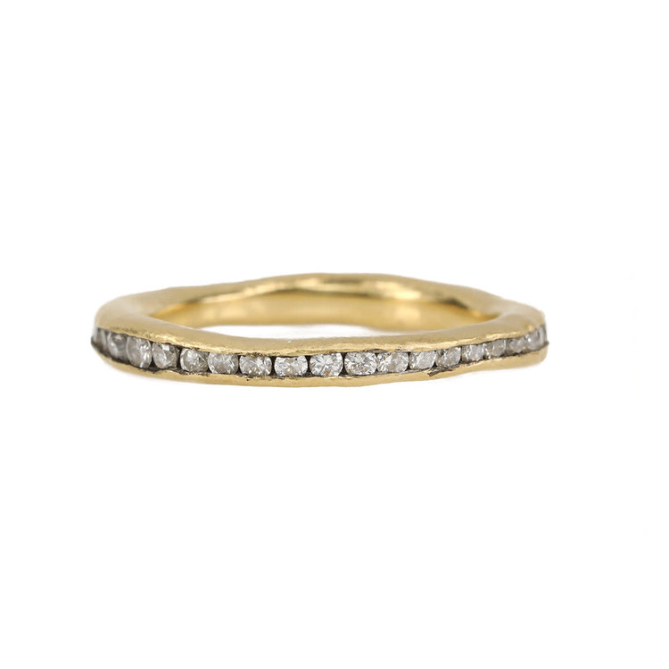 TAP Irregular Channel Set Diamond Band 18k Yellow Gold