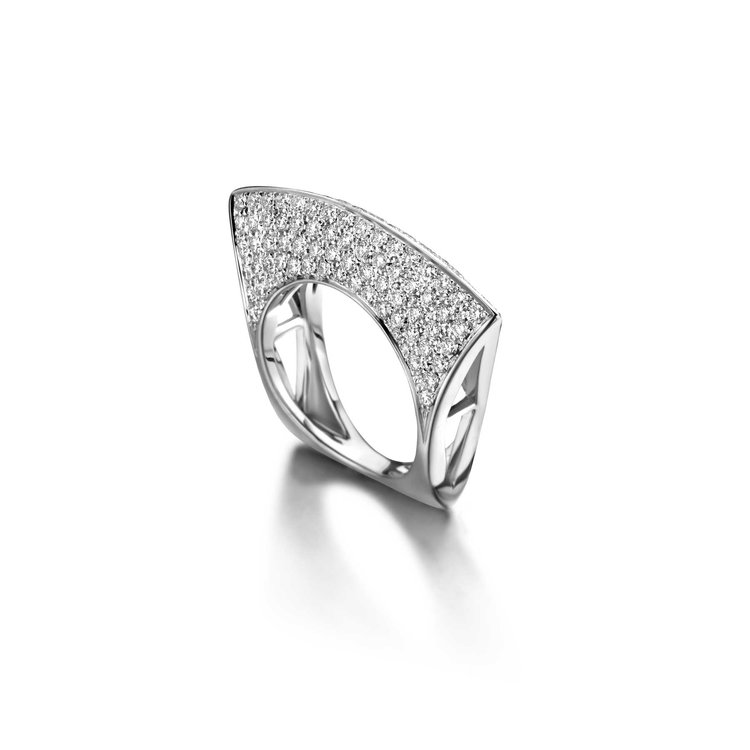 Dries Criel White Gold and Diamond Lotus Ring