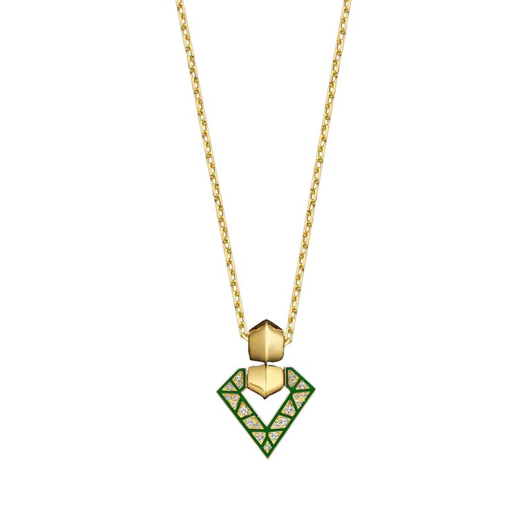 Dries Criel Green Enamel Brute Pendant Necklace