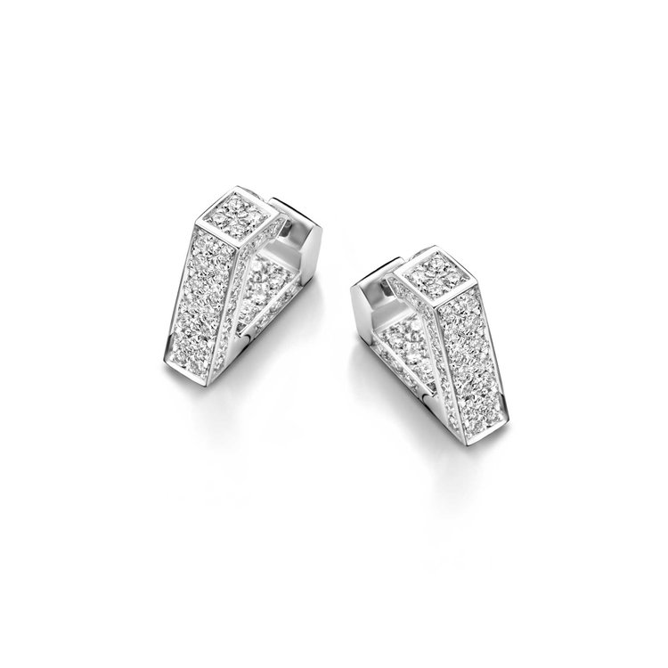 Dries Criel White Gold and White Diamonds Brute Mini Earrings
