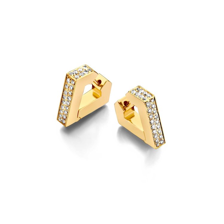 Dries Criel Yellow Gold and  White Diamond Brute Diamanti Earrings
