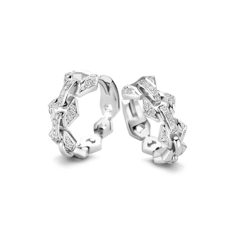 Dries Criel White Gold Flow Small Hoop Earrings