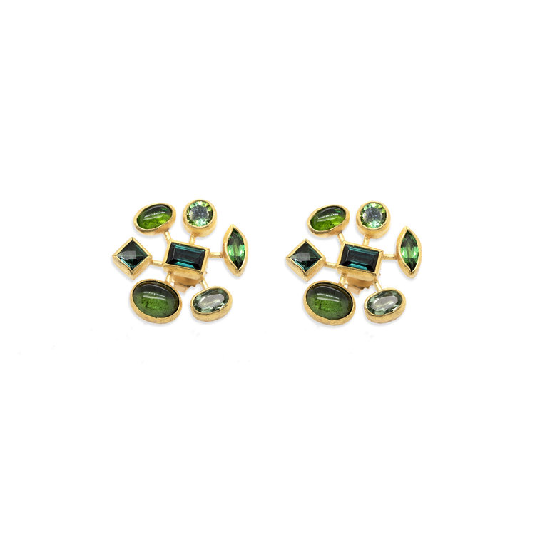 Petra Class Green Tourmaline Wheel Earrings