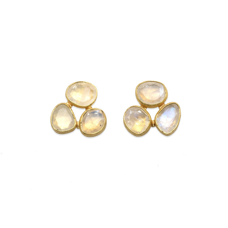 Petra Class Freeform Faceted Moonstone Earrings