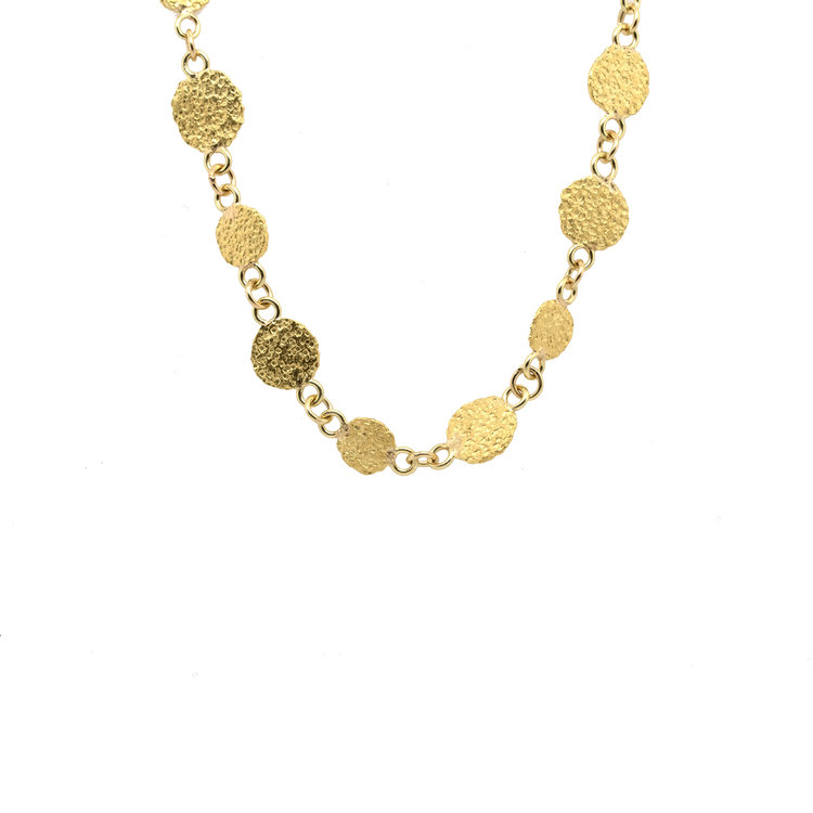 Petra Class Gold Silk Textured Platelet Necklace