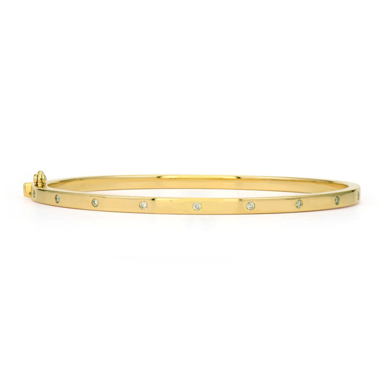 Three Stories 14K  Yellow Gold Graduated Diamond Bangle  Bracelet