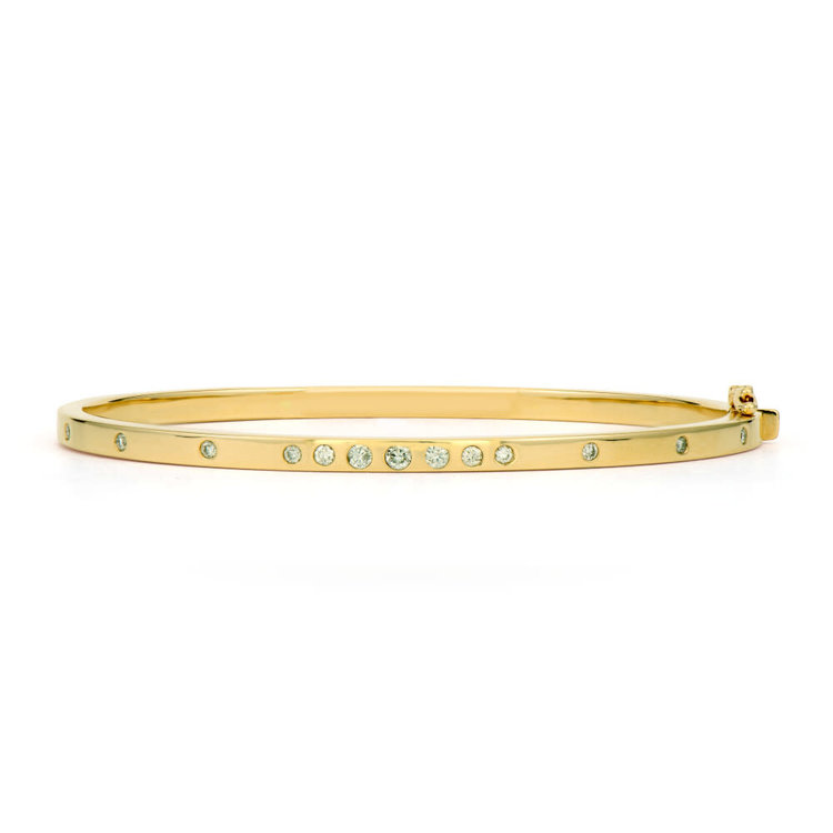 Three Stories 14K  Yellow Gold Graduated Diamond Bangle  Bracelet