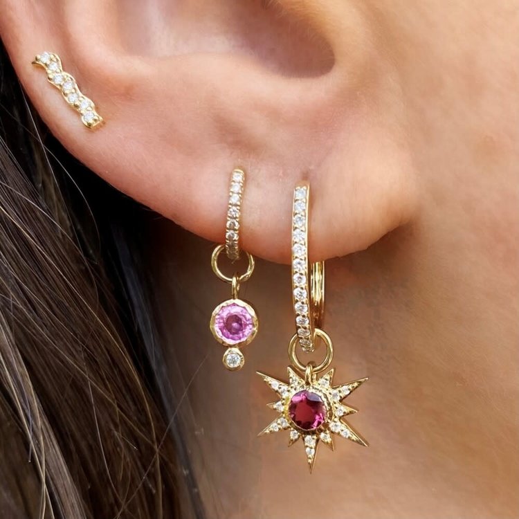 Three Stories Classic Tiny Pink Sapphire Earring Charms