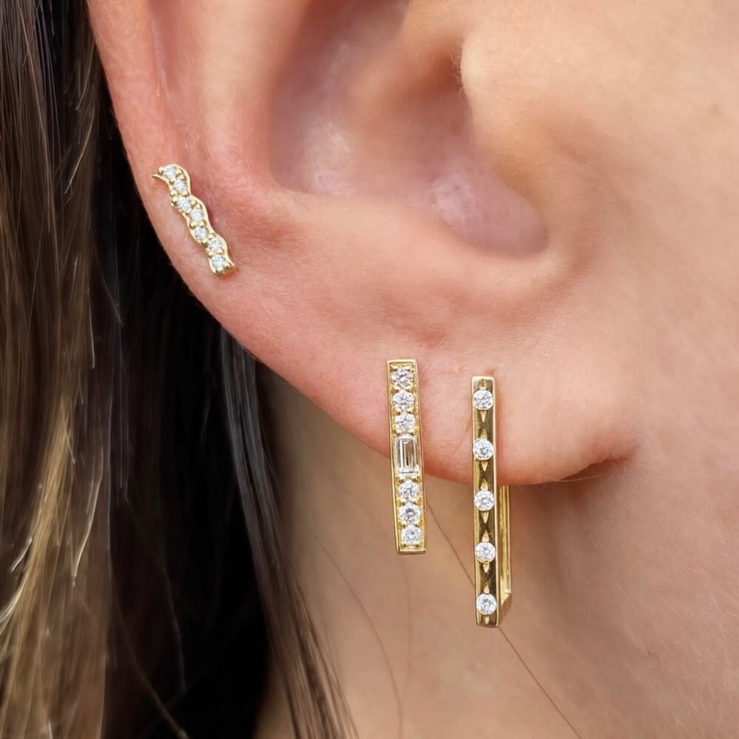 Buy Square Shaped Textured Rose Gold Korean Hoop Earrings Online – The  Jewelbox