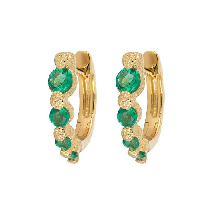 Three Stories Timeless Small Graduated Emerald Single Hoop Earring