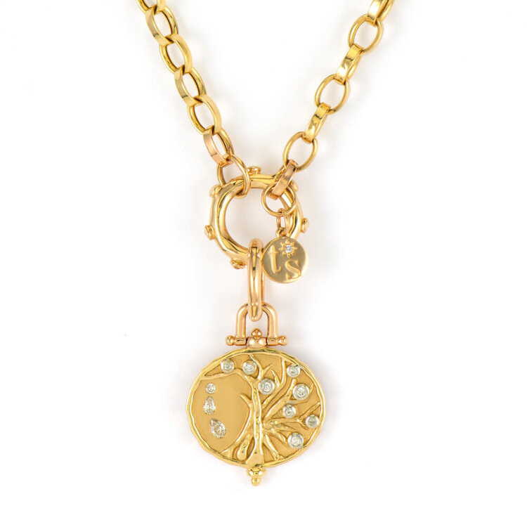 Three Stories Engraved Tree of Life Pendant with Connector